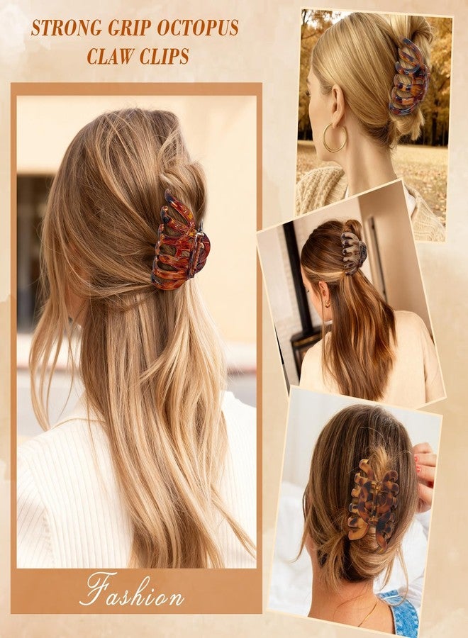 SYGY 4 PCS 3.8" Octopus Hair Claw Clips, Large Tortoise Shell Claw Clips for Women Girls, Strong Grip for Thick Hair, Hair Accessories for Valentine's Day/Birthday Gifts - Image 2